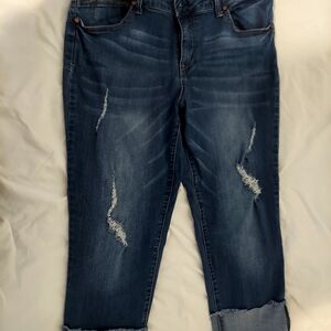 1822 Denim Distressed Blue Ankle Jeans